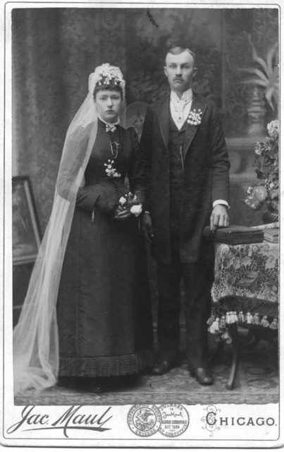 Frank W. Duntemann (1867-1936) and Martha Winkelmann Duntemann (1871-1967) at their wedding in 1891.