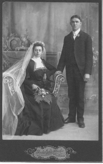 William F. Dunteman (1876-1938) and Martha Henges Dunteman (1878-1971) at their wedding in 1901.