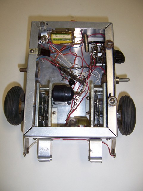 A bottom view of Emily. The project took an immense amount of work on my part, but it functioned perfectly, and to this day the other kids from my class think of me as 