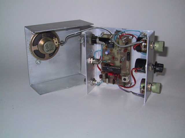 1995: A small resistance-tuned NBFM receiver using the MC3362 cordless phone chip. The circuit was published in the July, 1988 Ham Radio Magazine and the PC board was offered by the author.