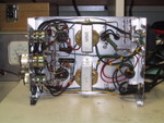 9/2005: My 6T9 stereo amp, almost completed, under-chassis view. Only the tone control pot stills need to be wired.