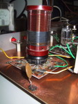 12/2004: This shows how I breadboard tube projects. This receiver didn't work well, but the breadboard technique allows fast changes.