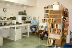 11/95: George Ewing and I in my Arizona garage/workshop/ham shack, which I had designed and recently completed. It was heavily insulated and air conditioned, with a 2